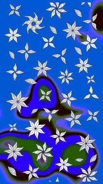 Güzel karalamalı çiçek desenli çizim. Raster illüstrasyonu. Küçük çiçekteki sevimli çiçek deseni. Güzel kumaş deseni.