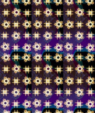 Renkli arka planda izole kar taneleri. Yüzey için tekrarlanan doku, ambalaj kağıdı, kahverengi, mor ve siyah renkler. Kış kar tanesi, raster arka plan. Raster illüstrasyonu.