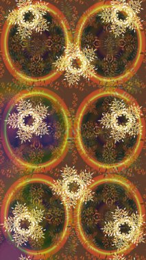 Kahverengi, turuncu ve sarı renkli kar tanesi süsü. Kar taneleri izole edildi. Güzel süs eşyası. Kar tanesi süsü Raster illüstrasyonu.