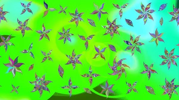 Modern gelişim yeşil raster arka plan duvar kâğıdı illüstrasyonu klasik çizgili, desenli desenli çiçekler, çiçekli süsler. Çiçekli el çizimi çizimi deseni.