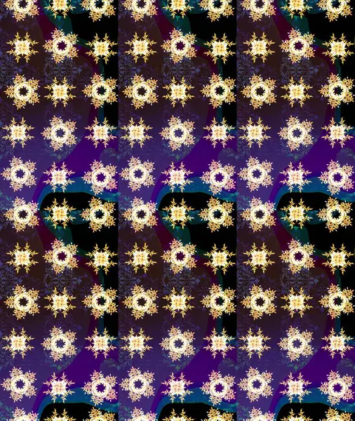 Renkli arka planda izole kar taneleri. Yüzey için tekrarlanan doku, ambalaj kağıdı, kahverengi, mor ve siyah renkler. Kış kar tanesi, raster arka plan. Raster illüstrasyonu.