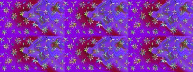 Mor renkli etnik çiçeklerle zarif bir eskiz şekli. Asya Tekstil 'inde Raster Çiçek İllüstrasyonu.