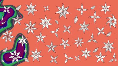 Çiçekli karalama şeklinde Raster çiçek deseni. Nazik, narin çiçek arkaplanı. Turuncu renkte çiçekler.