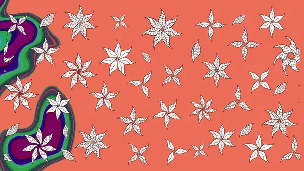 Çiçekli karalama şeklinde Raster çiçek deseni. Nazik, narin çiçek arkaplanı. Turuncu renkte çiçekler.