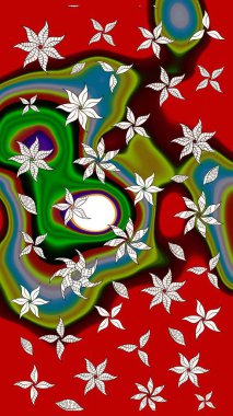 Çiçekli yumuşak bir eskiz şekli. Raster çiçekleri klasik tarzda çizilmiş. Raster illüstrasyonu. Kibarca, bahar çiçekleri kırmızı renklerde.