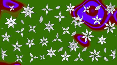 Renkli Bahar Teması eskiz kalıbı. Raster illüstrasyonundaki çiçek desenli çizim. Düz Çiçek Elementleri Tasarımı. Yeşil renkte çiçekler.