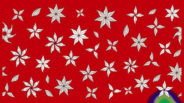 Üzerinde gelincikler ve vadi zambakları olan renkli çiçek desenli nakış deseni. Tekstil tasarımı için kırmızı renkte geleneksel Raster çiçek buketi.