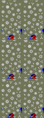 Raster illüstrasyonu. El yapımı çiçek ve bitki koleksiyonu. Şirin karalamalı çiçek desenli çizim. Raster illüstrasyonu. Çizim biçimi yeşil renklerde.