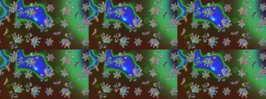 Eskiz arkaplan modeli. Raster - stok. Yapraklı çiçekler ve yeşil renkli papatya çiçekleri..