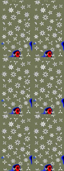 Raster illüstrasyonu. El yapımı çiçek ve bitki koleksiyonu. Şirin karalamalı çiçek desenli çizim. Raster illüstrasyonu. Çizim biçimi yeşil renklerde.