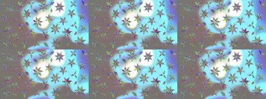 Düz Çiçek Elementleri Tasarımı. Çiçekli çizim şekli. Mavi renkli çiçekler. Renkli Bahar Teması çizim şablonu.