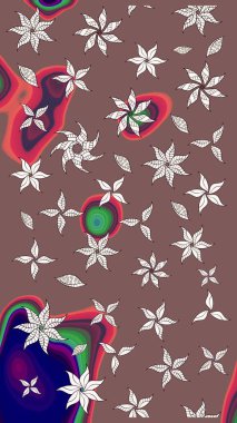 Çiçek deseni. Chichi 'nin kumaş kalıbını çiz. Düz Çiçek Elementleri Tasarımı. Raster illüstrasyonu. Renkli Bahar Teması çizim şablonu.