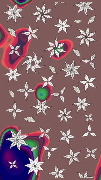 Çiçek deseni. Chichi 'nin kumaş kalıbını çiz. Düz Çiçek Elementleri Tasarımı. Raster illüstrasyonu. Renkli Bahar Teması çizim şablonu.