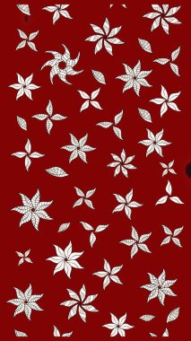 Kırmızı renkli şirin çiçek deseni. Raster Modaya uygun kumaş deseni. Renkli Bahar Teması eskiz kalıbı. Düz Çiçek Elementleri Tasarımı.