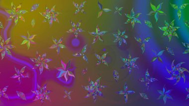 Raster illüstrasyonu. Kahverengi renklerde bahar çiçekleri. Yaprak ve çiçeklerin suluboya resmi, kahverengi renklerdeki çizim deseni.