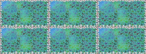 Kumaş, Tekstil, Baskı ve Davetiye için arka plan. Suluboya stilinde uçan kelebeklerin kusursuz deseni. Raster illüstrasyonu. Doğada Güzellik.