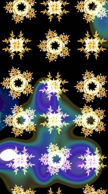 Güzel dekorasyon. Siyah, mavi ve yeşil renklerde ayrık suluboya kar taneleri. İllüstrasyon kar tanesi. Kışın sembolü.