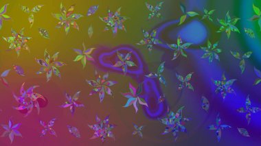 Kahverengi renkli çiçekler. Raster illüstrasyonunda çiçek deseni çizimi.