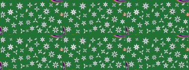 Raster suluboya çiçek deseni, narin çiçekler, yeşil çiçekler, tebrik kartı şablonu. Güzel kumaş deseni.