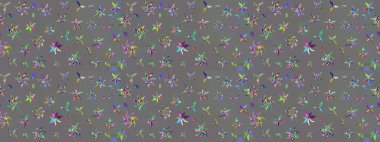 Düz Çiçek Elementleri Tasarımı. Raster illüstrasyonu. Taslak desenli, modaya uygun kumaş deseni. Renkli Bahar Teması eskiz kalıbı. Şirin çiçek elementleri..