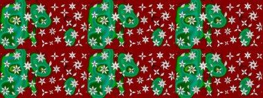 Küçük çiçekli basit bir çiçek çizimi. Kırmızı renkte sevimli çiçekler. Moda baskısı, albüm, ambalaj kağıdı ve duvar kağıdı için zarif dekoratif süslemeler. Raster illüstrasyonu.