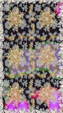 Barok tarzında kusursuz bir doğulu süsü. Raster geleneksel altın pürüzsüz desen gri renklerde.