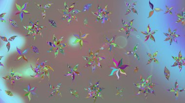 Raster illüstrasyonu. Asya tekstil tarzında. Gri renkli çiçekler. Çiçek desenli çizim. Raster illüstrasyonu.