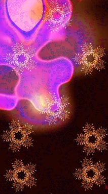 Siyah, kahverengi ve menekşe renkli kar taneleri. Raster illüstrasyonu. Renkli arka planda izole tatlı kar taneleri.