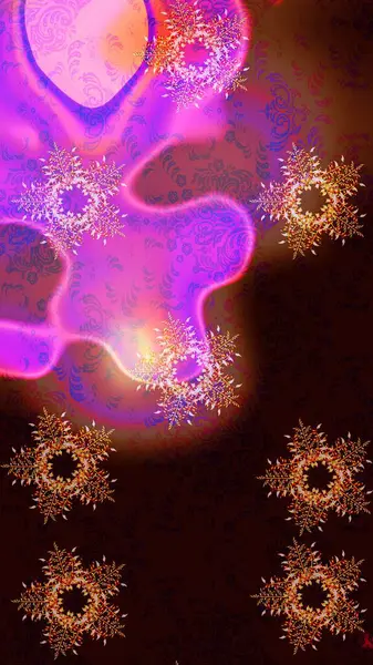 Siyah, kahverengi ve menekşe renkli kar taneleri. Raster illüstrasyonu. Renkli arka planda izole tatlı kar taneleri.