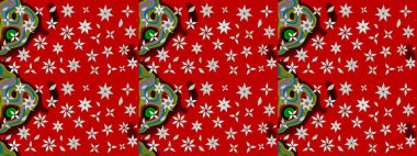 Kırmızı renkte çiçekler. Raster illüstrasyonu. Renkli Bahar Teması eskiz kalıbı. Düz Çiçek Elementleri Tasarımı. Çiçek desenli çizim. Asya tekstil tarzında.