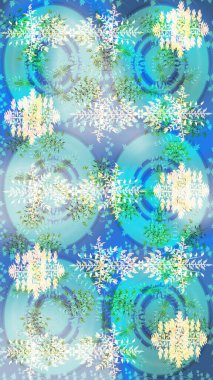 Mavi, nötr ve yeşil kar taneli Noel kartı mavi, tarafsız ve yeşil renklerde. Kar taneleri arka planda. Kış kartı Mutlu Noeller, yeni yıl ve mutlu bayramlar..