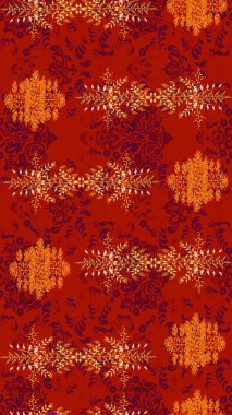 Düz kar karalama ikonları, kar taneleri kırmızı, turuncu ve mor renkli siluetler noel afişi, kartlar. Güzel soyut kar taneleri raster tasarımı. Yeni yıl kar tanesi.