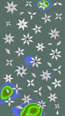 Tarafsız renklerde etnik çiçeklerle süslenmiş zarif bir eskiz. Asya Tekstil 'inde Raster Çiçek İllüstrasyonu.