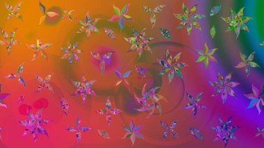 Kahverengi renkli Asya tekstili. Raster illüstrasyonu. Çiçek desenini çiz.