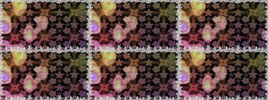 Raster illüstrasyonunda kusursuz çiçek deseni. Güzel kumaş deseni. Siyah ve kahverengi renklerde. Raster illüstrasyonu.