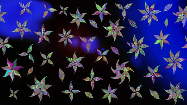 Düz Çiçek Elementleri Tasarım Raster illüstrasyonu. Çiçek desenli eskiz. Siyah renkli çiçekler. Renkli Bahar Teması çizim şablonu.