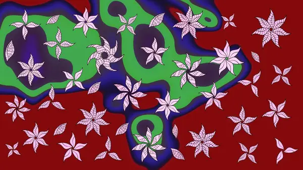 Kırmızı renkte çiçekler. Çiçekli karalama şeklinde Raster çiçek deseni. Yumuşak, yaz çiçekli arka plan.