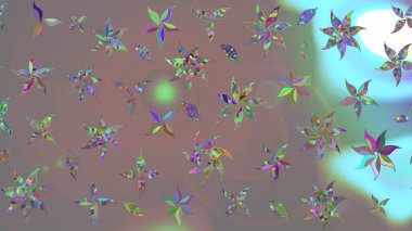 Düz Çiçek Elementleri Tasarımı. Chichi 'nin kumaş kalıbını çiz. Renkli Bahar Teması eskiz kalıbı. Raster illüstrasyonu. Çiçek deseni.