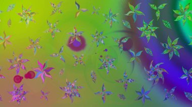 Küçük çiçekteki sevimli çiçek deseni. Raster deseni. Soyut çiçek çizim kalıbı arka planı. Raster illüstrasyonu. Yeşil renklerde.