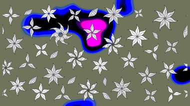 Çiçekli karalama şeklinde Raster çiçek deseni. Yeşil renkli çiçekler. Nazikçe, güzel çiçek arkaplanı..