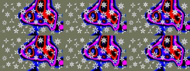 Çiçek yeşili eskiz deseni. Raster çiçek izi. Klasik taslak çizimi. Raster Yumuşak kumaş deseni.