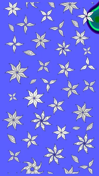 Moda baskısı, albüm, ambalaj kağıdı ve duvar kağıdı için zarif dekoratif süslemeler. Raster illüstrasyonu. Mavi renkte şirin çiçekler. Küçük çiçekli basit bir çiçek çizimi..