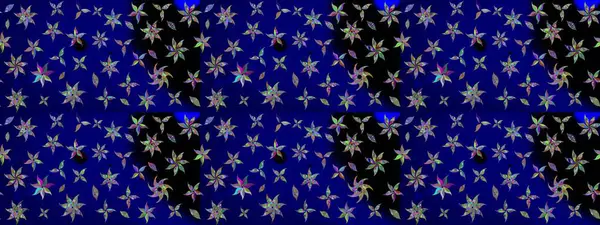 Düz Çiçek Elementleri Tasarımı. Raster illüstrasyonundaki çiçek desenli çizim. Renkli Bahar Teması eskiz kalıbı. Süslü kumaş deseni.