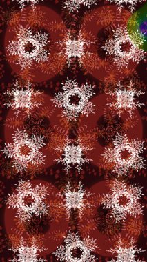 Güzel bir kış süsü. Raster kahverengi, kırmızı ve nötr kar tanelerinden izole edilmiş. Renkli kar taneleri Raster illüstrasyonu.