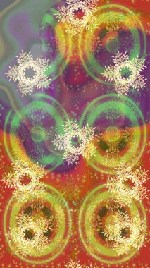 Sarı, turuncu ve nötr renklerde kristal kar tanesi. Raster illüstrasyonu.