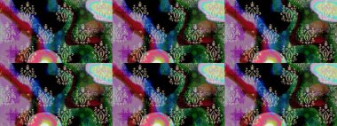 Siyah renklerde. Çiçek buketleriyle klasik bir eskiz şekli. Raster illüstrasyonu.