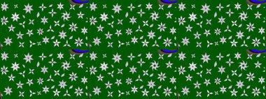 Raster düz çiçek çizim deseni. Hediye ambalaj kağıdı, tebrik kartları, posterler ve pankart tasarımı. Yeşil renkte çiçekler.