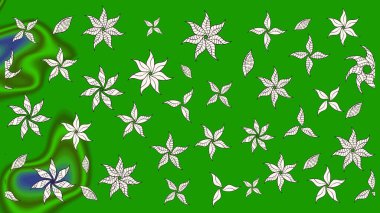 Ağaç dallı bahar çiçekleri ile desen, çiçek siluetiyle yeşil renkler. Raster deseni.