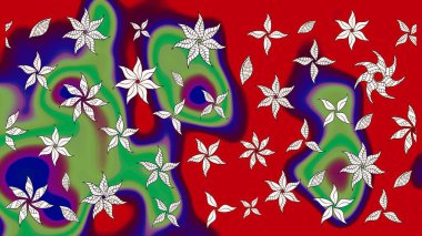 Manzaralı çiçek deseni. Çiçek kompozisyonu, el boyası, hassas şablon. Üst manzara, yumuşak kırmızı renk tarzı. Sevgililer günü ve tebrik kartı konsepti için şık bir davet.