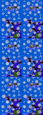 Renkli Bahar Teması eskiz kalıbı. Raster illüstrasyonundaki çiçek desenli çizim. Düz Çiçek Elementleri Tasarımı. Süslü kumaş deseni.